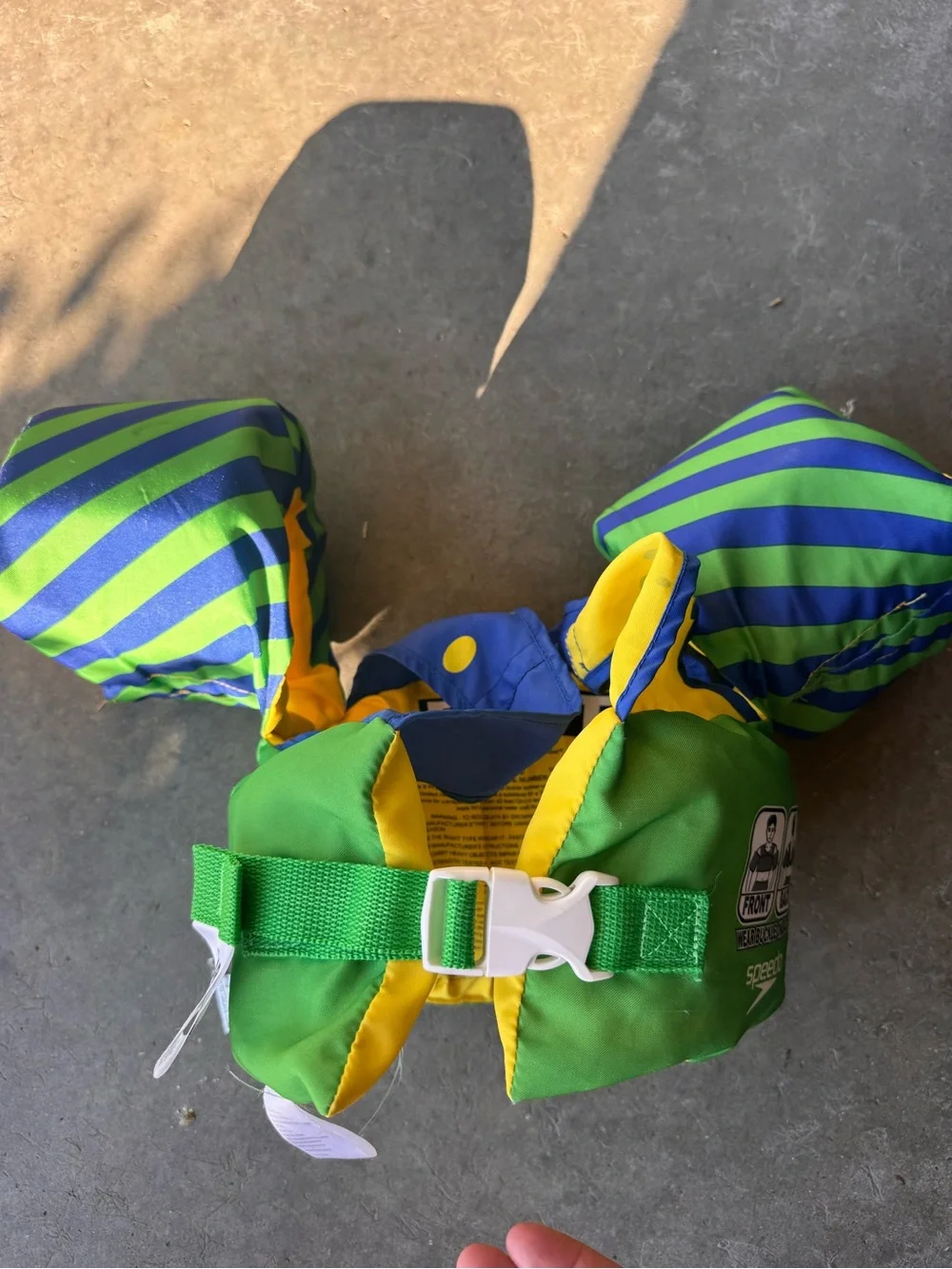 Speedo Green & Blue Kids Swim PFD Float with Yellow Accents
